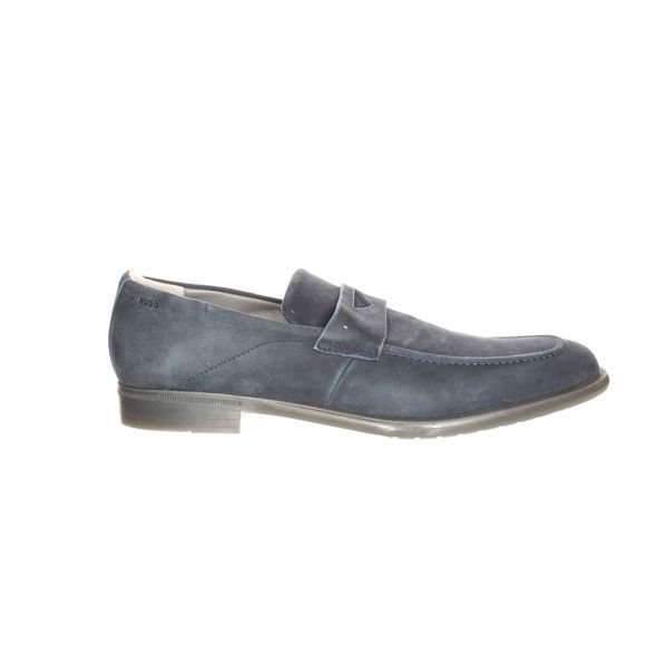 HUGO BOSS Mens Navy Derby Padded Kyron Round Toe Block Heel Lace-Up Leather Oxford Shoes